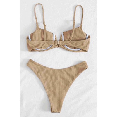 Angelsin γυναικείο κομψό σετ μπικίνι Μπεζ