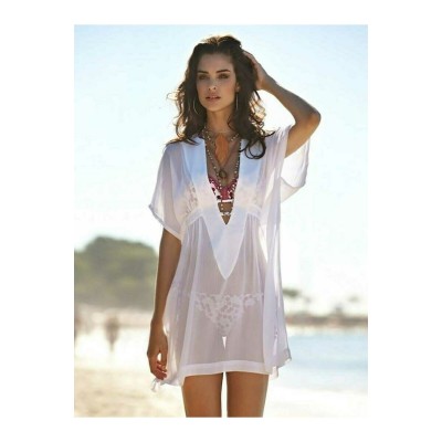 Angelsin γυναικείο κομψό παρεό σε στυλ φορέματος λευκό 1 τεμ MS4283