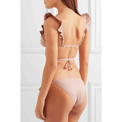 AngelSin γυναικείο νεανικό σετ μαγιό μπικίνι με Φρου-Φρου λευκό σομόν ριγέ 1 σετ AngelSin γυναικείο νεανικό σετ μαγιό μπικίνι με Φρου-Φρου λευκό σομόν ριγέ 1 σετ