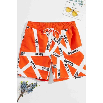 Angelsin Μαγιό Σορτσάκι ανδρικό με στάμπα και κορδόνι Πορτοκαλί 1 τεμ MS3409