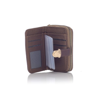 David Polo Γυναικείο Πορτοφόλι με χρυσά αξεσουάρ Καφέ David Polo Γυναικείο Πορτοφόλι με χρυσά αξεσουάρ Καφέ