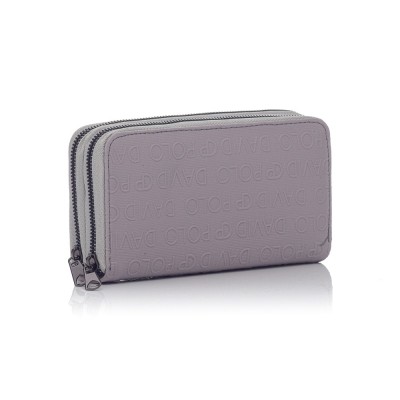 David Polo Γυναικείο Πορτοφόλι με δύο θήκες Γκρι David Polo Γυναικείο Πορτοφόλι με δύο θήκες Γκρι
