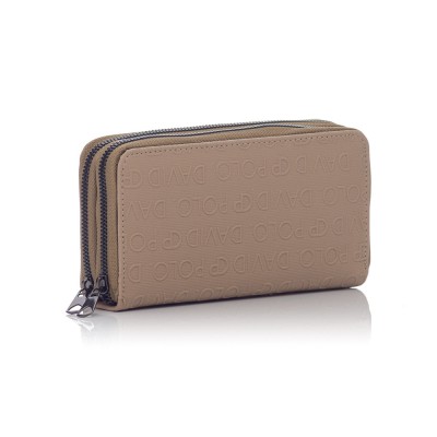 David Polo Γυναικείο Πορτοφόλι με δύο θήκες Μπεζ David Polo Γυναικείο Πορτοφόλι με δύο θήκες Μπεζ