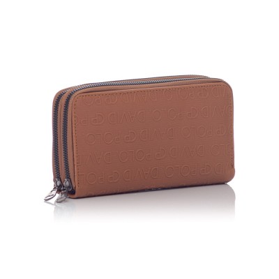 David Polo Γυναικείο Πορτοφόλι με δύο θήκες Ταμπά David Polo Γυναικείο Πορτοφόλι με δύο θήκες Ταμπά