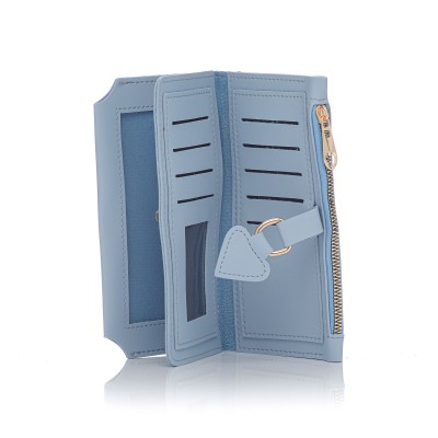 David Polo Γυναικείο Πορτοφόλι με λεπτομέρεια δερματίνης Γαλάζιο David Polo Γυναικείο Πορτοφόλι με λεπτομέρεια δερματίνης Γαλάζιο