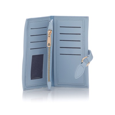 David Polo Γυναικείο Πορτοφόλι με χρυσό κρίκο στο κούμπωμα Γαλάζιο David Polo Γυναικείο Πορτοφόλι με χρυσό κρίκο στο κούμπωμα Γαλάζιο