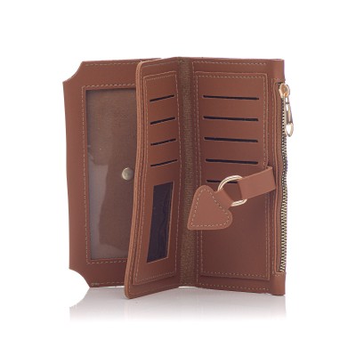 David Polo Γυναικείο Πορτοφόλι με λεπτομέρεια δερματίνης Καφέ David Polo Γυναικείο Πορτοφόλι με λεπτομέρεια δερματίνης Καφέ