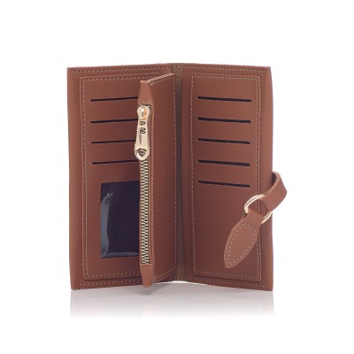 David Polo Γυναικείο Πορτοφόλι με χρυσό κρίκο στο κούμπωμα Καφέ David Polo Γυναικείο Πορτοφόλι με χρυσό κρίκο στο κούμπωμα Καφέ