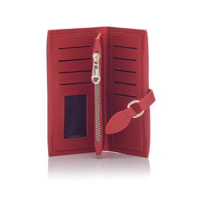 David Polo Γυναικείο Πορτοφόλι με χρυσό κρίκο στο κούμπωμα Κόκκινο David Polo Γυναικείο Πορτοφόλι με χρυσό κρίκο στο κούμπωμα Κόκκινο