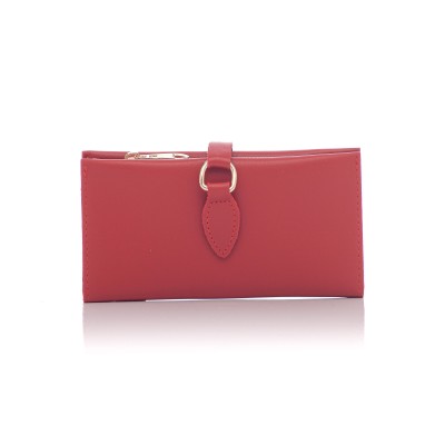 David Polo Γυναικείο Πορτοφόλι με χρυσό κρίκο στο κούμπωμα Κόκκινο David Polo Γυναικείο Πορτοφόλι με χρυσό κρίκο στο κούμπωμα Κόκκινο