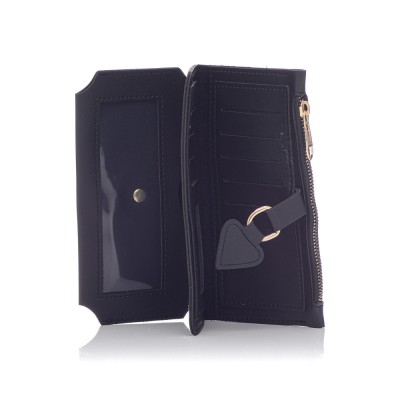 David Polo Γυναικείο Πορτοφόλι με λεπτομέρεια δερματίνης Μαύρο David Polo Γυναικείο Πορτοφόλι με λεπτομέρεια δερματίνης Μαύρο