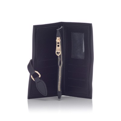 David Polo Γυναικείο Πορτοφόλι με χρυσό κρίκο στο κούμπωμα Μαύρο David Polo Γυναικείο Πορτοφόλι με χρυσό κρίκο στο κούμπωμα Μαύρο