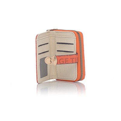 David Polo Γυναικείο Πορτοφόλι με δυο θήκες Πορτοκαλί David Polo Γυναικείο Πορτοφόλι με δυο θήκες Πορτοκαλί