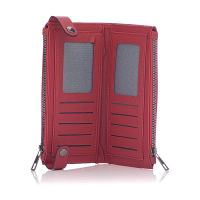 David Polo Γυναικείο Πορτοφόλι με τρεις θήκες Κόκκινο David Polo Γυναικείο Πορτοφόλι με τρεις θήκες Κόκκινο