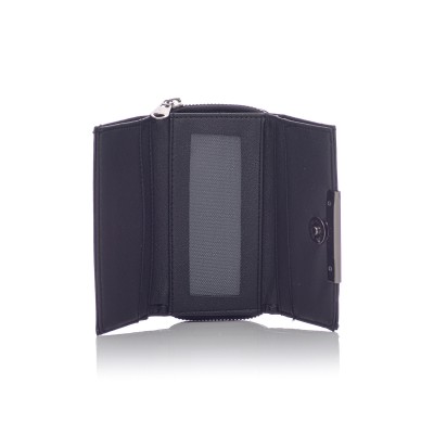 David Polo Γυναικείο Πορτοφόλι μεταλλική λεπτομέρεια στο κλείσιμο Μαύρο David Polo Γυναικείο Πορτοφόλι μεταλλική λεπτομέρεια στο κλείσιμο Μαύρο