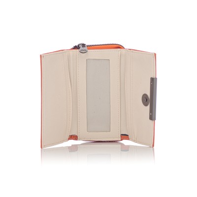 David Polo Γυναικείο Πορτοφόλι μεταλλική λεπτομέρεια στο κλείσιμο Πορτοκαλί David Polo Γυναικείο Πορτοφόλι μεταλλική λεπτομέρεια στο κλείσιμο Πορτοκαλί