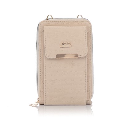 David Polo Πορτοφόλι & Θήκη Κάρτας / Τηλεφώνου με λουράκι και τρεις θήκες Κρεμ David Polo Πορτοφόλι & Θήκη Κάρτας / Τηλεφώνου με λουράκι και τρεις θήκες Κρεμ