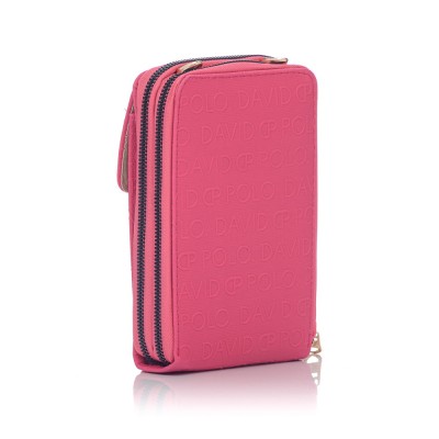 David Polo Πορτοφόλι & Θήκη Κάρτας / Τηλεφώνου με λουράκι και τρεις θήκες Ροζ David Polo Πορτοφόλι & Θήκη Κάρτας / Τηλεφώνου με λουράκι και τρεις θήκες Ροζ