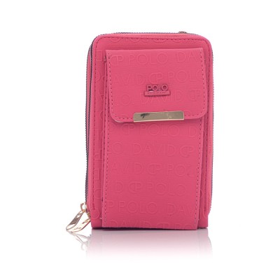 David Polo Πορτοφόλι & Θήκη Κάρτας / Τηλεφώνου με λουράκι και τρεις θήκες Ροζ David Polo Πορτοφόλι & Θήκη Κάρτας / Τηλεφώνου με λουράκι και τρεις θήκες Ροζ