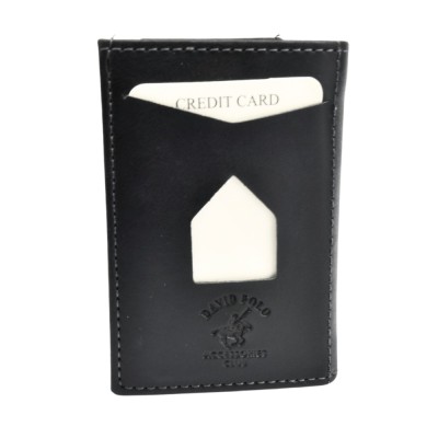 David Polo Unisex Πορτοφόλι & Θήκη Κάρτας με εσωτερικό κούμπωμα Μαύρο