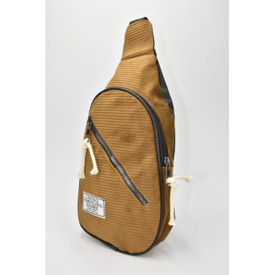 David Polo Unisex τσάντα Freebag βελουδί με δύο θήκες Καφέ
