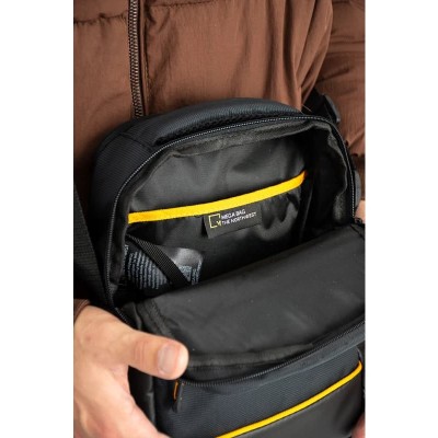 Mega Bag Ανδρική Τσάντα Χιαστί με δύο θήκες Μαύρο