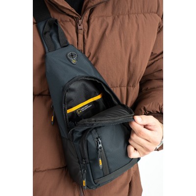 Mega Bag Ανδρική Τσάντα Freebag με δύο θήκες Μαύρο