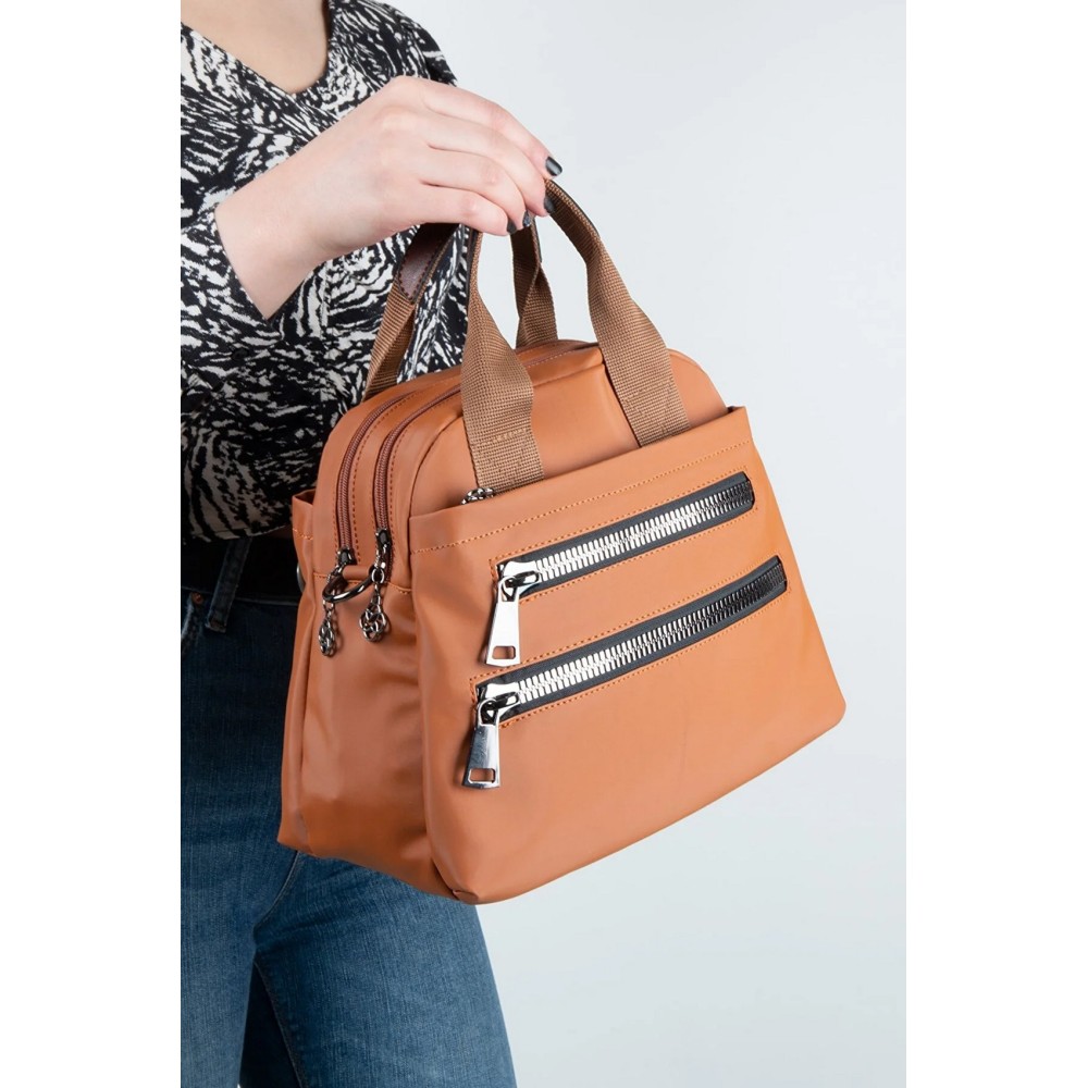 Mega Bag Γυναικεία Τσάντα Χιαστί με τρεις θήκες Ταμπά MEGA614-TAN