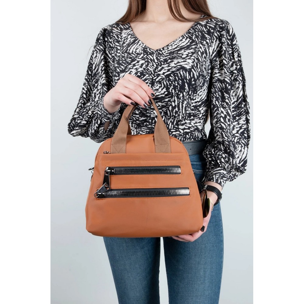 Mega Bag Γυναικεία Τσάντα Χιαστί με τρεις θήκες Ταμπά MEGA614-TAN