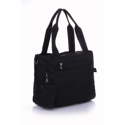 Mega Bag Γυναικεία τσάντα ώμου με τρείς θήκες Μαύρο
