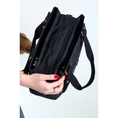 Mega Bag Γυναικεία Τσάντα ώμου Εξωτερική θήκη με φερμουάρ Μαύρο