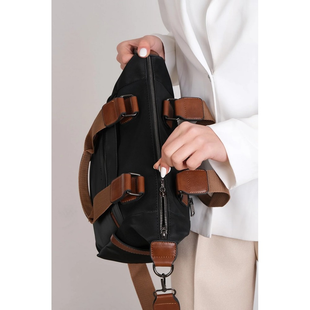 Mega Bag Γυναικεία Τσάντα ώμου μονής θήκης Ταμπά Μαύρο MEGA818-BLKTAN Mega Bag Γυναικεία Τσάντα ώμου μονής θήκης Ταμπά Μαύρο MEGA818-BLKTAN