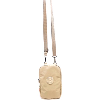 Mega Bag Γυναικείο Πορτοφόλι & Θήκη Τηλεφώνου με λουράκι με δύο θήκες Κρεμ