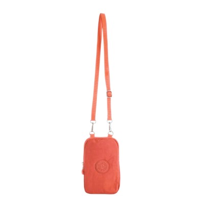 Mega Bag Γυναικείο Πορτοφόλι & Θήκη Τηλεφώνου με λουράκι με δύο θήκες Ροδακινί