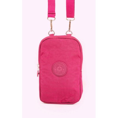 Mega Bag Γυναικείο Πορτοφόλι & Θήκη Τηλεφώνου με λουράκι με δύο θήκες Ροζ