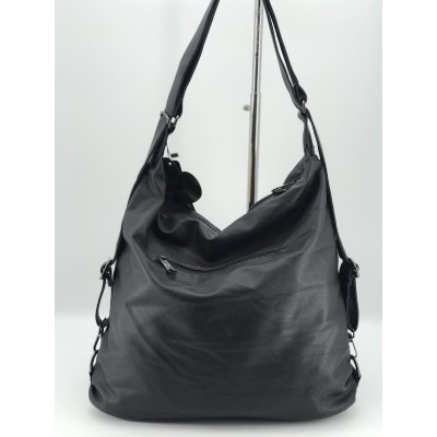 Mega Bag Γυναικείο Σακίδιο Πλάτης και ώμου με δύο θήκες Μαύρο