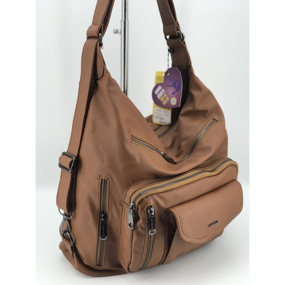 Mega Bag Γυναικείο Σακίδιο Πλάτης και Τσάντα ώμου με δύο θήκες Ταμπά MEGA521-TAN Mega Bag Γυναικείο Σακίδιο Πλάτης και Τσάντα ώμου με δύο θήκες Ταμπά MEGA521-TAN