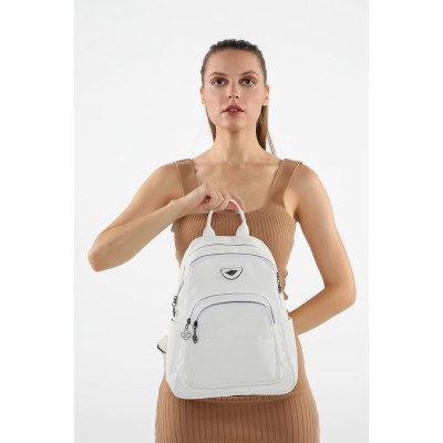 Mega Bag Γυναικείο Σακίδιο Πλάτης συνθετικό αδιάβροχο ύφασμα Λευκό