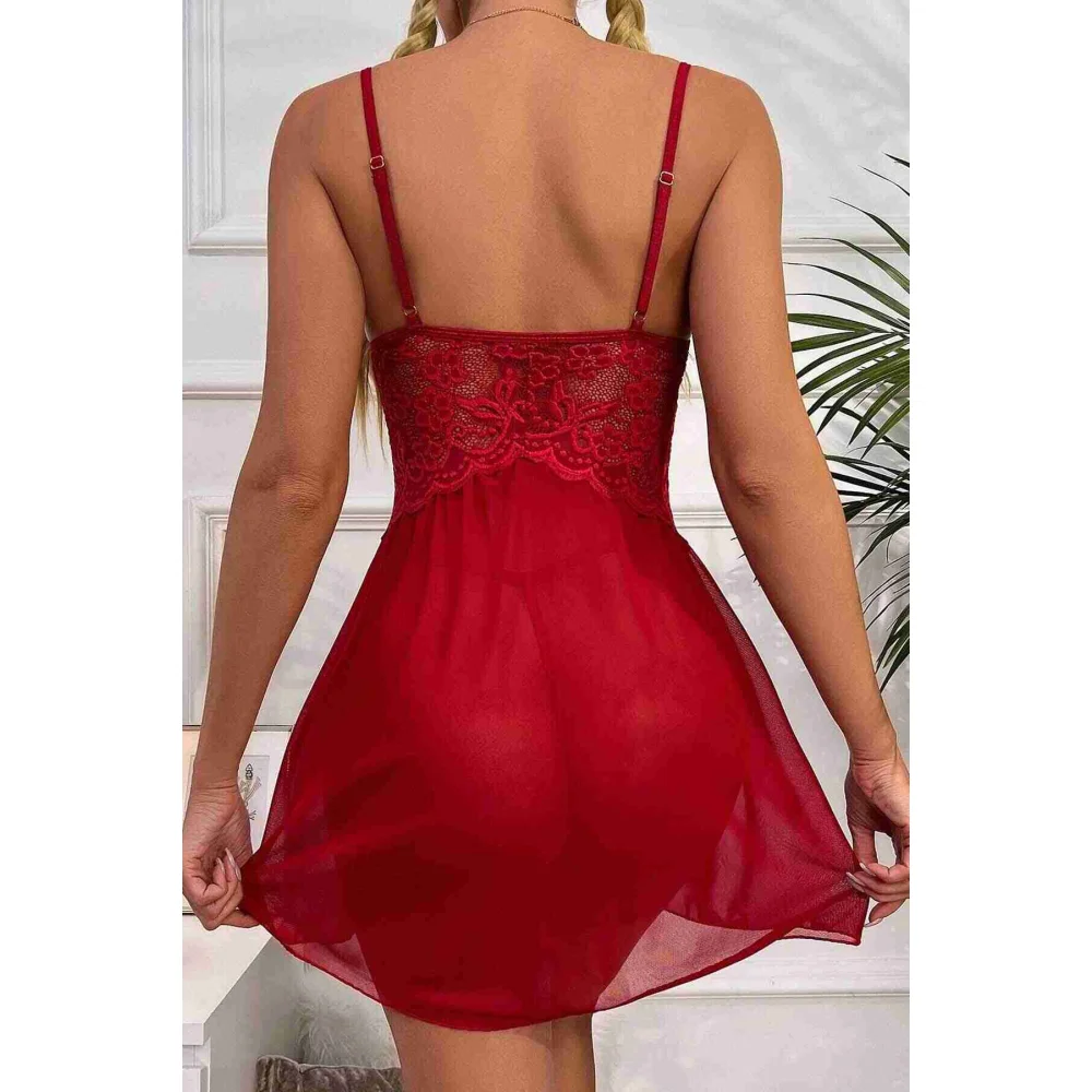 Merry See Sexy γυναικείο νυχτικό με διαφάνεια και κιλοτάκι Κόκκινο Merry See Sexy γυναικείο νυχτικό με διαφάνεια και κιλοτάκι Κόκκινο