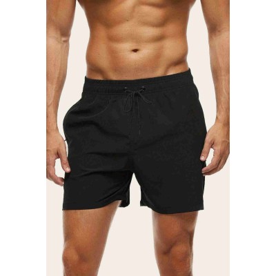 Angelsin Basic Σορτσάκι ανδρικό μαγιό με φερμουάρ στις τσέπες Μαύρο