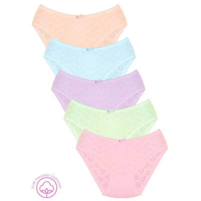 New Lilla Παιδικά βρακάκια βαμβακερά διάτρητες καρδιές Ροζ/Σομόν/Λιλά/Λαχανί/Γαλάζιο 5 τεμάχια New Lilla Παιδικά βρακάκια βαμβακερά διάτρητες καρδιές Ροζ/Σομόν/Λιλά/Λαχανί/Γαλάζιο 5 τεμάχια