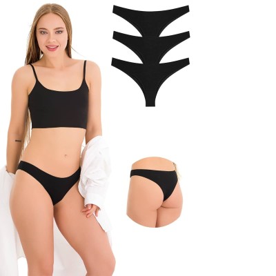 New Lilla Γυναικεία εσώρουχα τάνγκα με ραφές Μαύρο 3 τεμάχια New Lilla Γυναικεία εσώρουχα τάνγκα με ραφές Μαύρο 3 τεμάχια