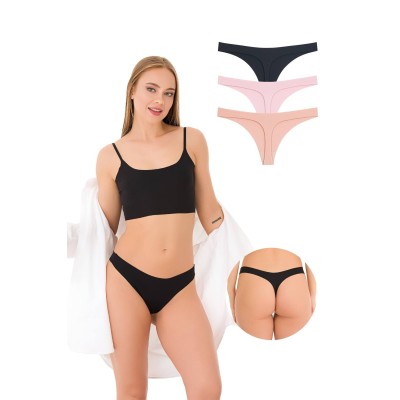 New Lilla Γυναικεία εσώρουχα στρινγκ λέιζερ χωρίς ραφές Μαύρο/Nude/Ροζ 3 τεμάχια New Lilla Γυναικεία εσώρουχα στρινγκ λέιζερ χωρίς ραφές Μαύρο/Nude/Ροζ 3 τεμάχια