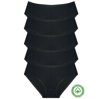 New Lilla Γυναικεία κλασικά εσώρουχα με διάτρητες καρδιές Μαύρο 5 τεμάχια New Lilla Γυναικεία κλασικά εσώρουχα με διάτρητες καρδιές Μαύρο 5 τεμάχια