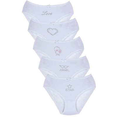 New Lilla Παιδικά βρακάκια βαμβακερά με σχέδια στρας Λευκό 5 τεμάχια New Lilla Παιδικά βρακάκια βαμβακερά με σχέδια στρας Λευκό 5 τεμάχια