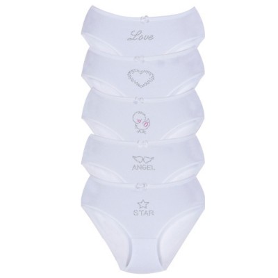 New Lilla Παιδικά βρακάκια βαμβακερά με σχέδια στρας Λευκό 5 τεμάχια New Lilla Παιδικά βρακάκια βαμβακερά με σχέδια στρας Λευκό 5 τεμάχια