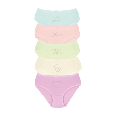 New Lilla Παιδικά βρακάκια βαμβακερά με σχέδια στρας Λιλά/Σομόν/Κίτρινο/Λαχανί/Γαλάζιο 5 τεμάχια New Lilla Παιδικά βρακάκια βαμβακερά με σχέδια στρας Λιλά/Σομόν/Κίτρινο/Λαχανί/Γαλάζιο 5 τεμάχια