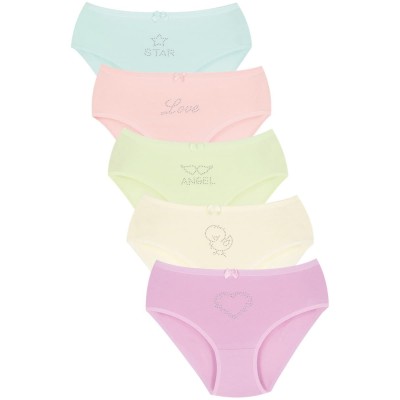 New Lilla Παιδικά βρακάκια βαμβακερά με σχέδια στρας Λιλά/Σομόν/Κίτρινο/Λαχανί/Γαλάζιο 5 τεμάχια New Lilla Παιδικά βρακάκια βαμβακερά με σχέδια στρας Λιλά/Σομόν/Κίτρινο/Λαχανί/Γαλάζιο 5 τεμάχια