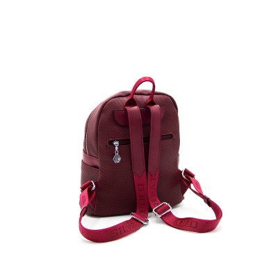 Silver Polo Μπορντό Γυναικείο Σακίδιο Πλάτης μονής θήκης με ασημί αξεσουάρ Silver Polo Μπορντό Γυναικείο Σακίδιο Πλάτης μονής θήκης με ασημί αξεσουάρ