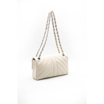 Silver Polo Μπεζ Γυναικεία Τσάντα ώμου μονής θήκης με ασημί αλυσίδα Silver Polo Μπεζ Γυναικεία Τσάντα ώμου μονής θήκης με ασημί αλυσίδα